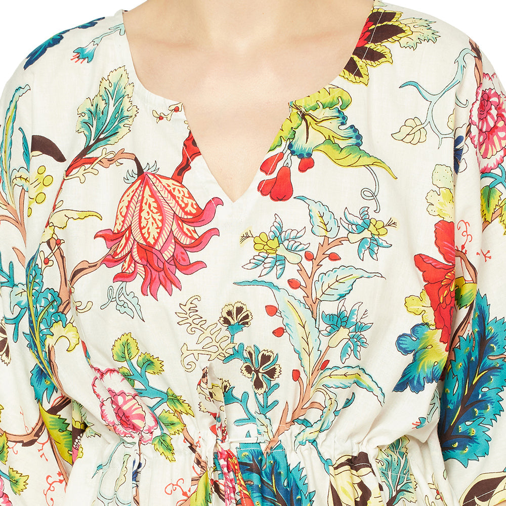 Floral Siesta Cotton Kaftan - 100% Cotton