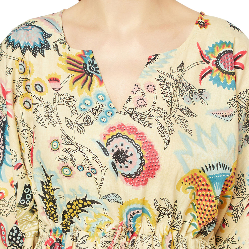 Mellow Mosaic Cotton Kaftan - 100% Cotton