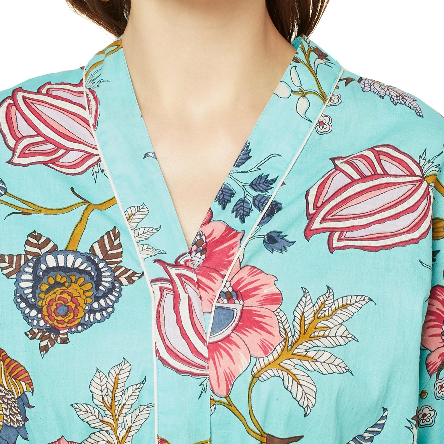 Tropical Tranquility - 100% Cotton Kimono Robe