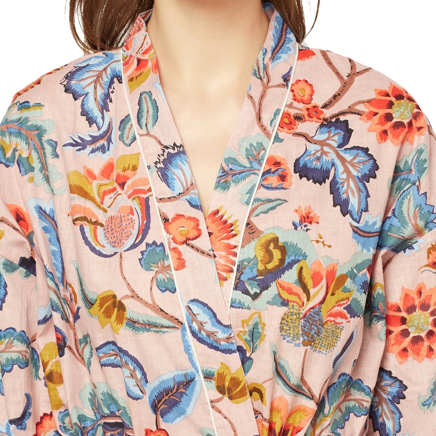 Sundrenched Blooms Cotton Kimono Robe - 100% Cotton