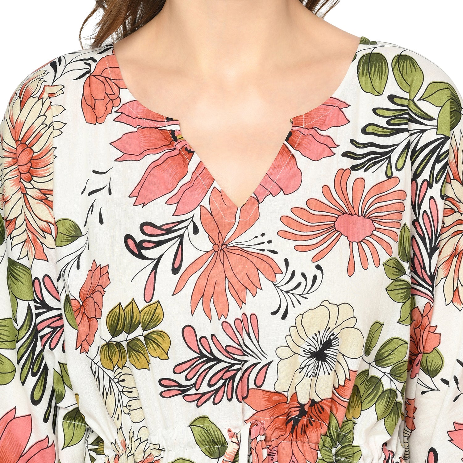 Botanical Breeze Cotton Kaftan - 100% Cotton