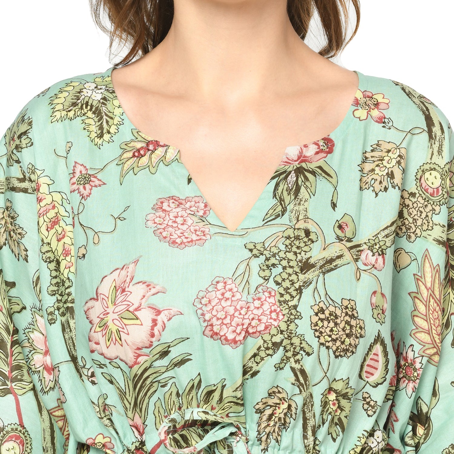 Pastel Petals Cotton Kaftan - 100% Cotton