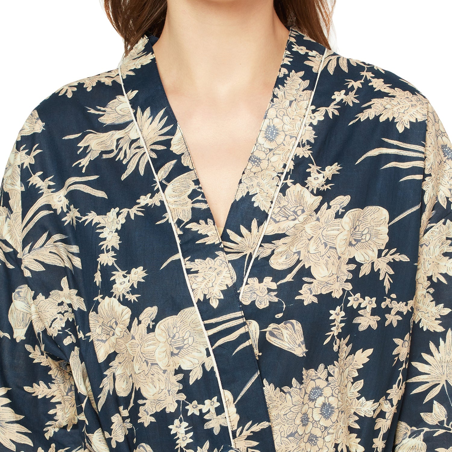 Exotic Elegance Cotton Kimono Robe - 100% Cotton