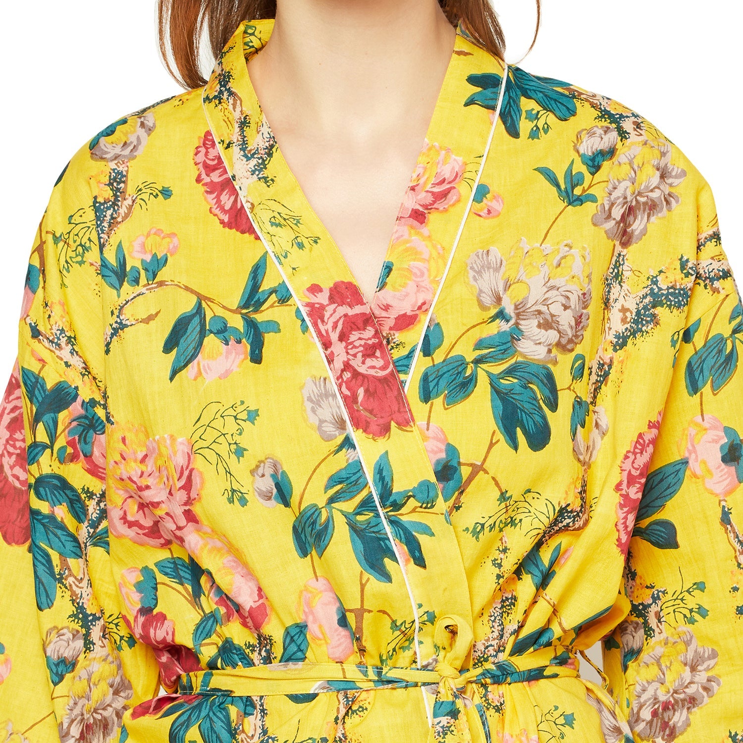 Radiant Retreat Cotton Kimono Robe - 100% Cotton