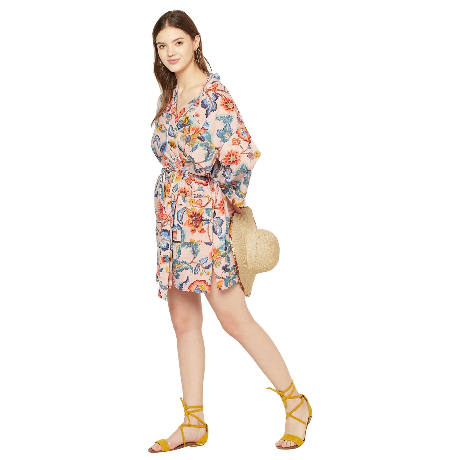 Sundrenched Blooms Cotton Kimono Robe - 100% Cotton