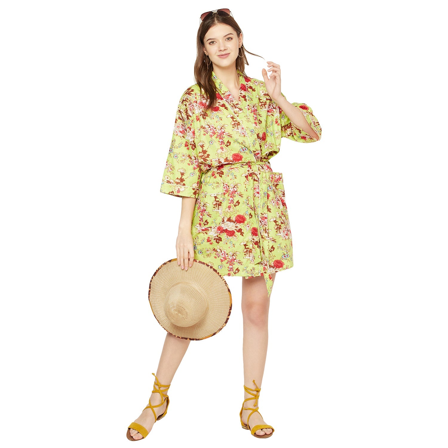Botanic Bouquet Cotton Kimono Robe - 100% Cotton