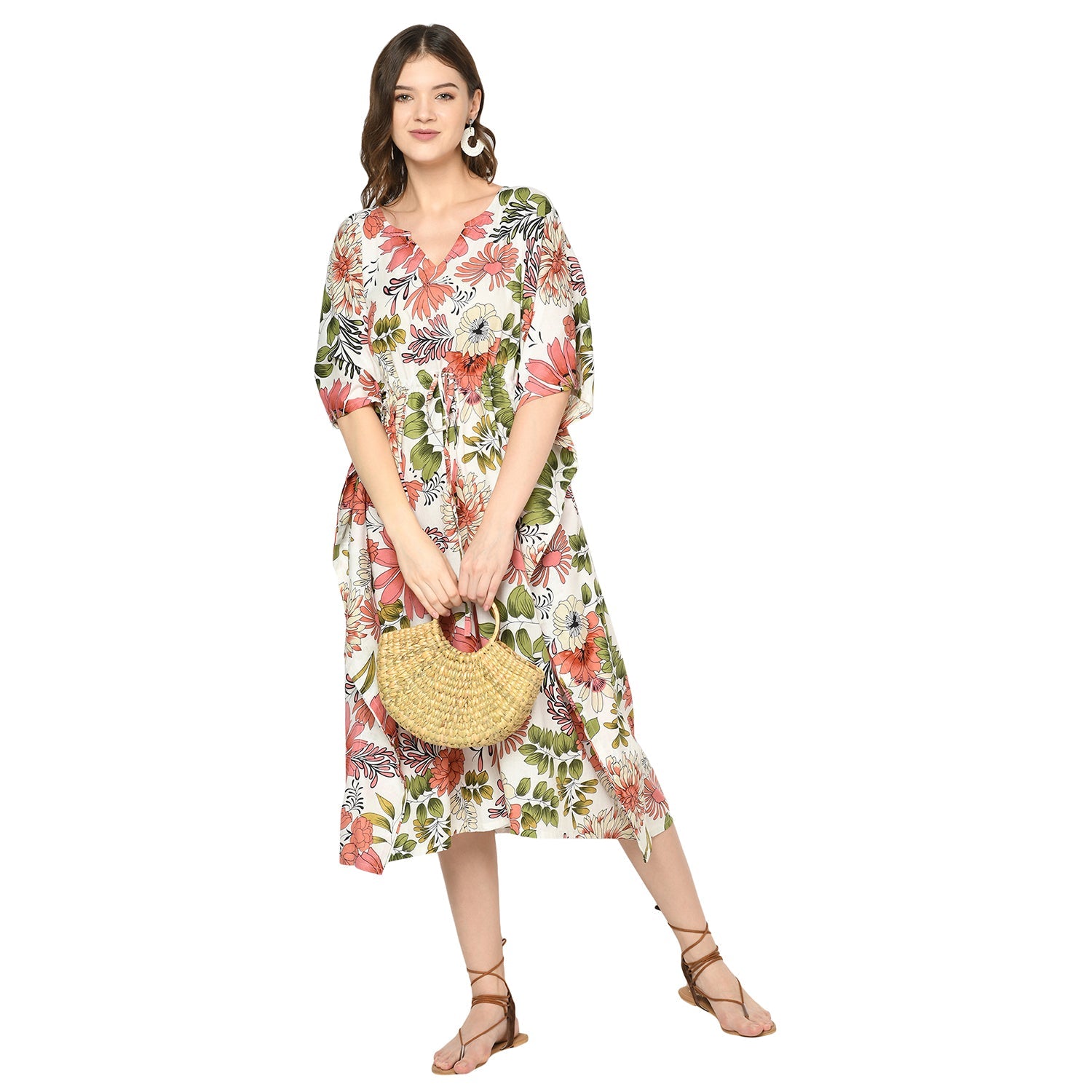Botanical Breeze Cotton Kaftan - 100% Cotton