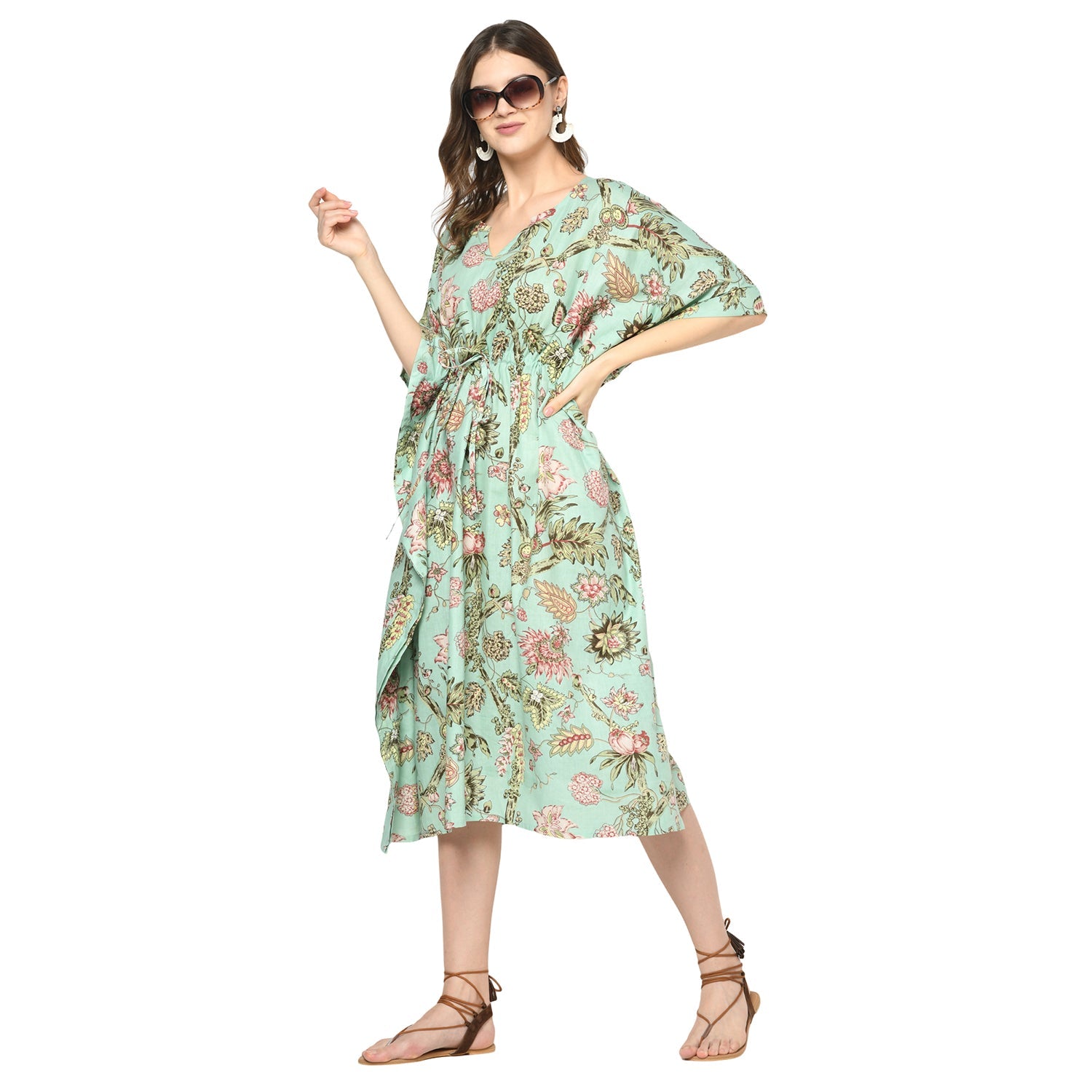 Pastel Petals Cotton Kaftan - 100% Cotton