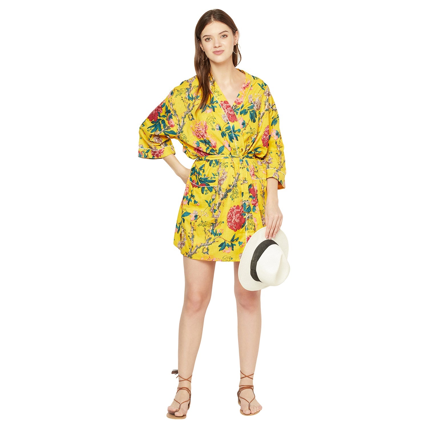 Radiant Retreat Cotton Kimono Robe - 100% Cotton