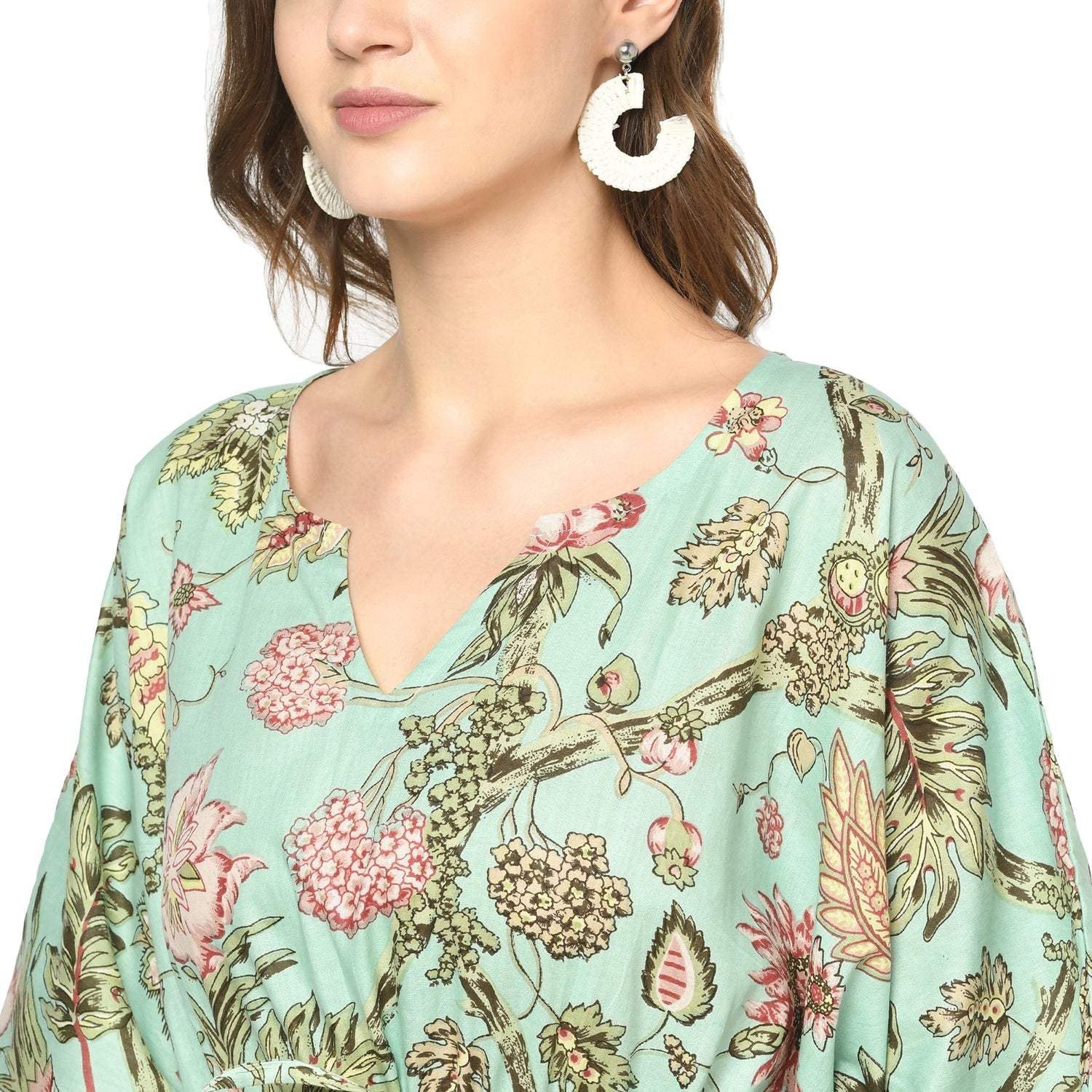 Pastel Petals Cotton Kaftan - 100% Cotton