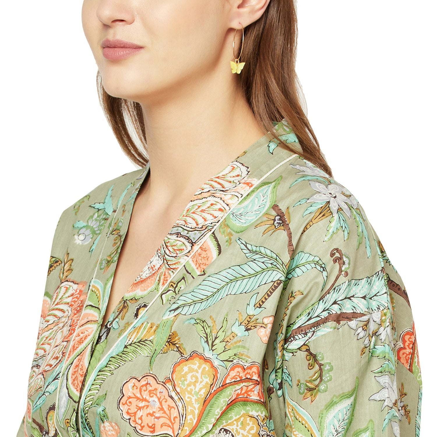Gardenia Whimsy Cotton Kimono Robe - 100% Cotton