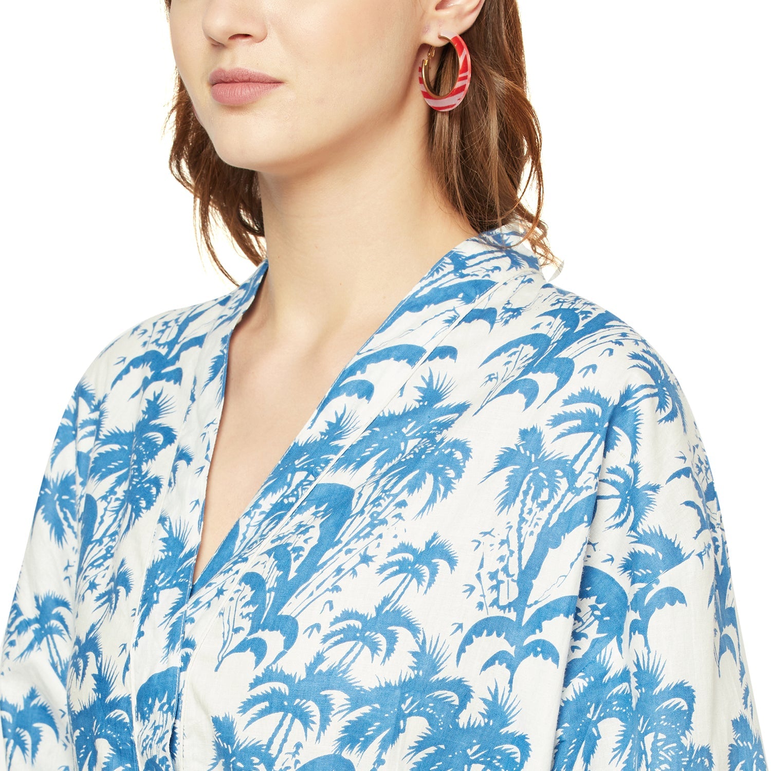 Playful Palms Cotton Kimono Robe - 100% Cotton