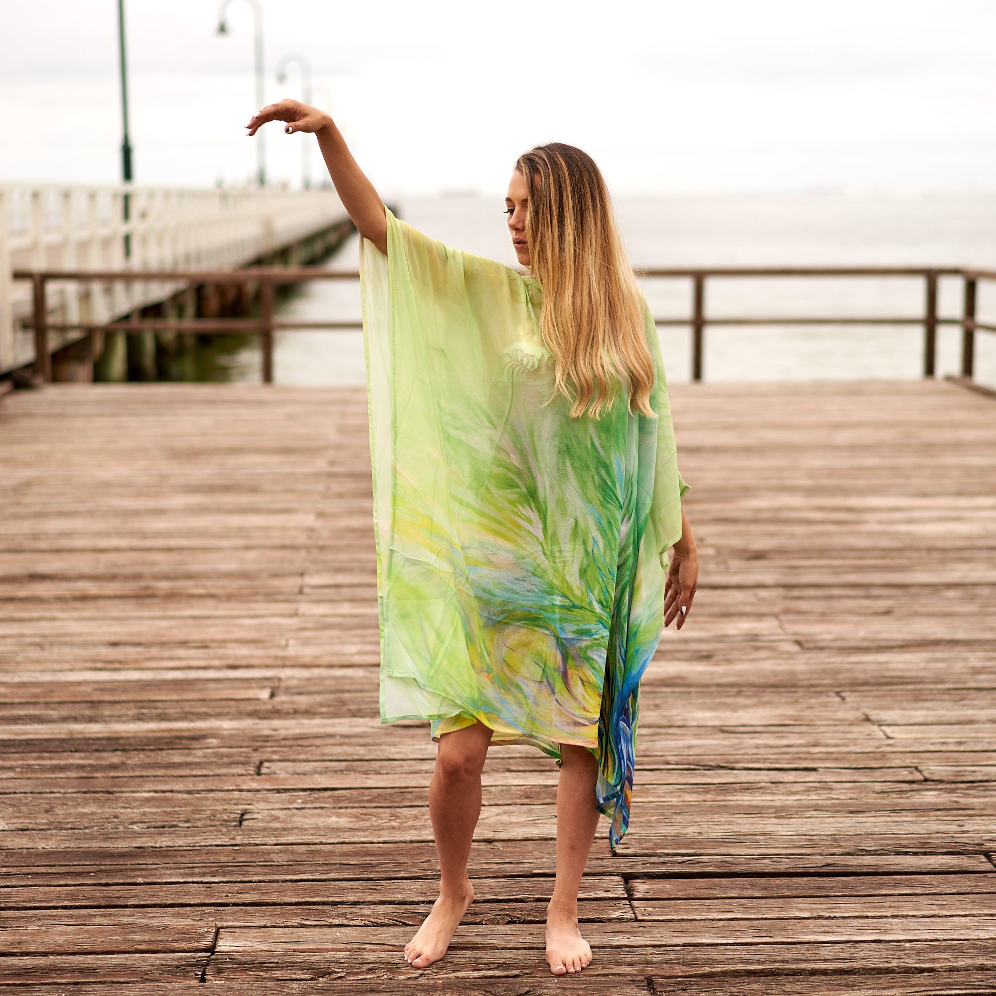 Lush Oasis' Silk Kaftan | Tropical Vibe