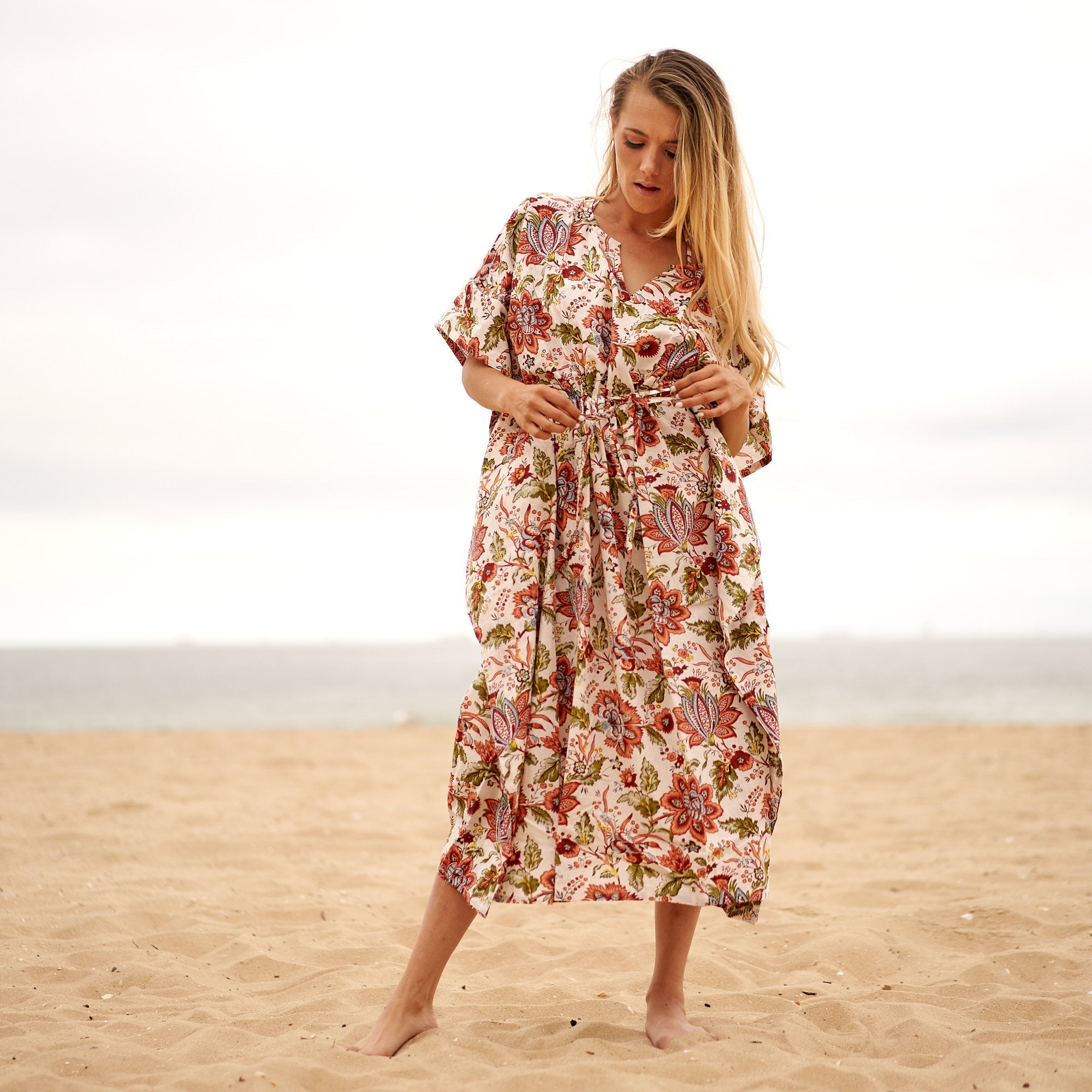 Floral Dreamscape Cotton Kaftan | Whimsical Look