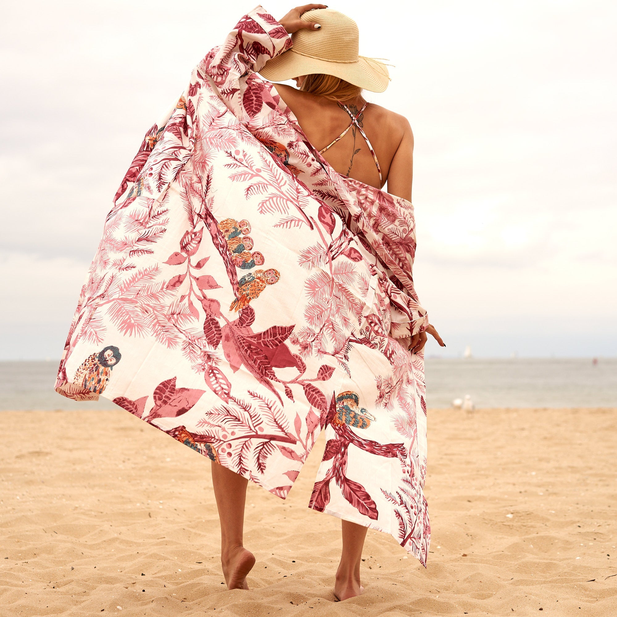 Feathered Fantasy Cotton Kimono | Unique Look