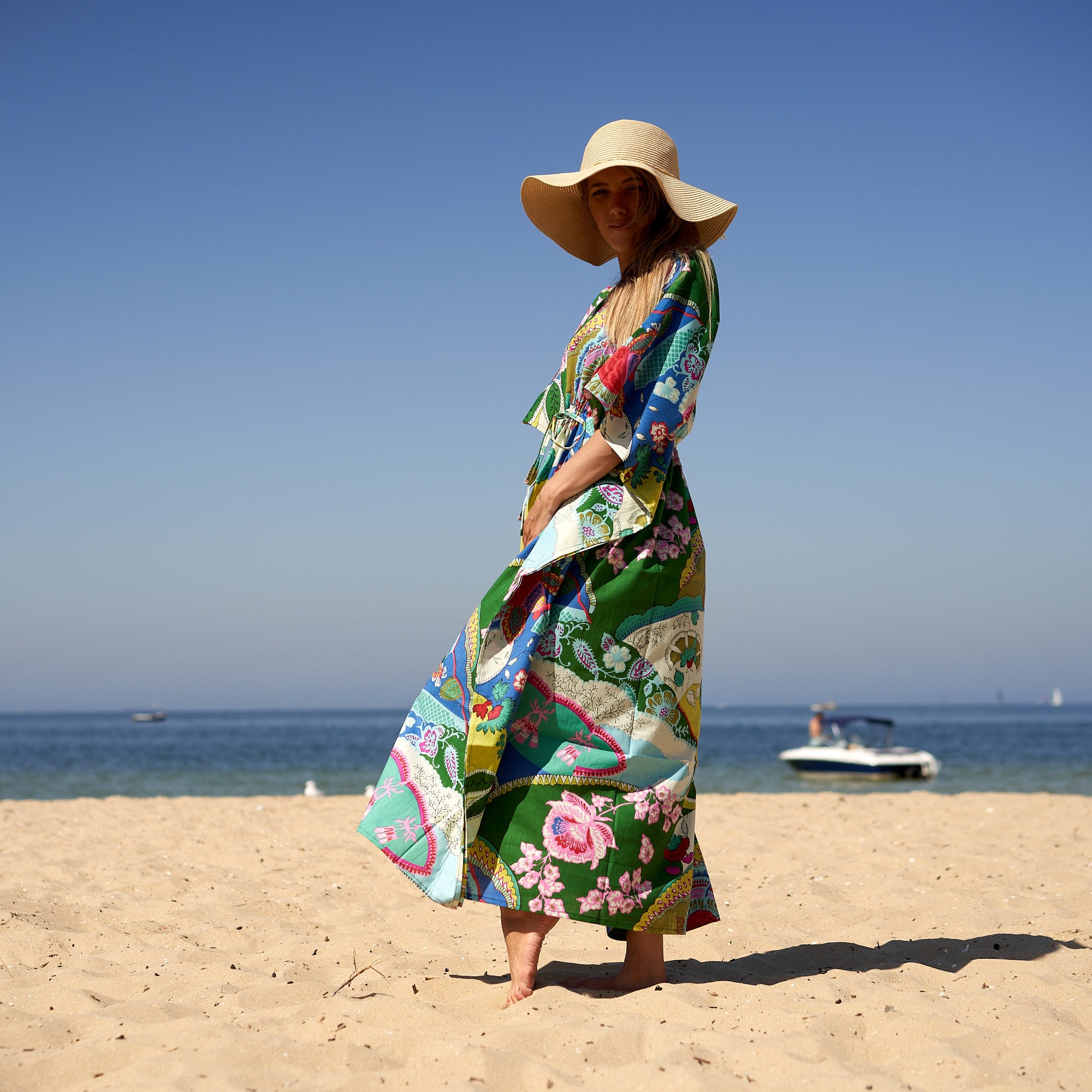Island Intrigue' 100% Cotton Kaftan | Tropical Style
