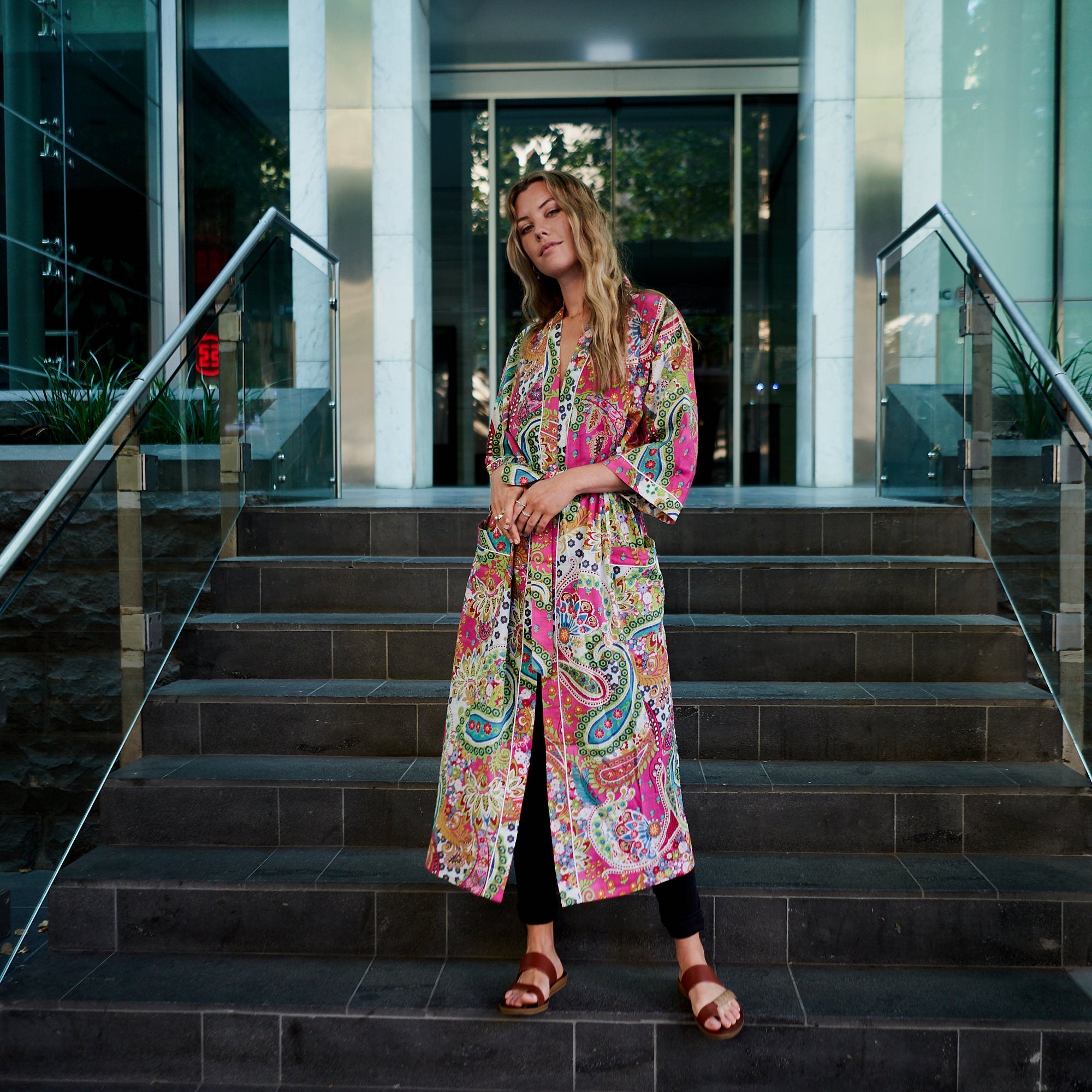 Vibrant Paisley 100% Cotton Kimono Robe