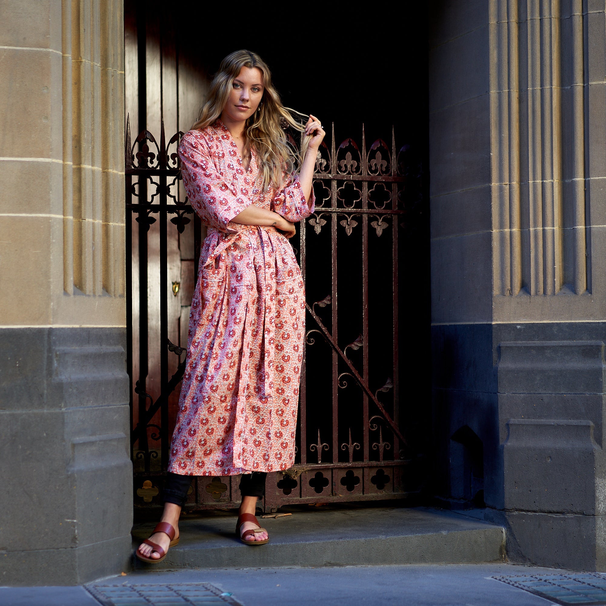 Hushed Blossoms Cotton Kimono Robe