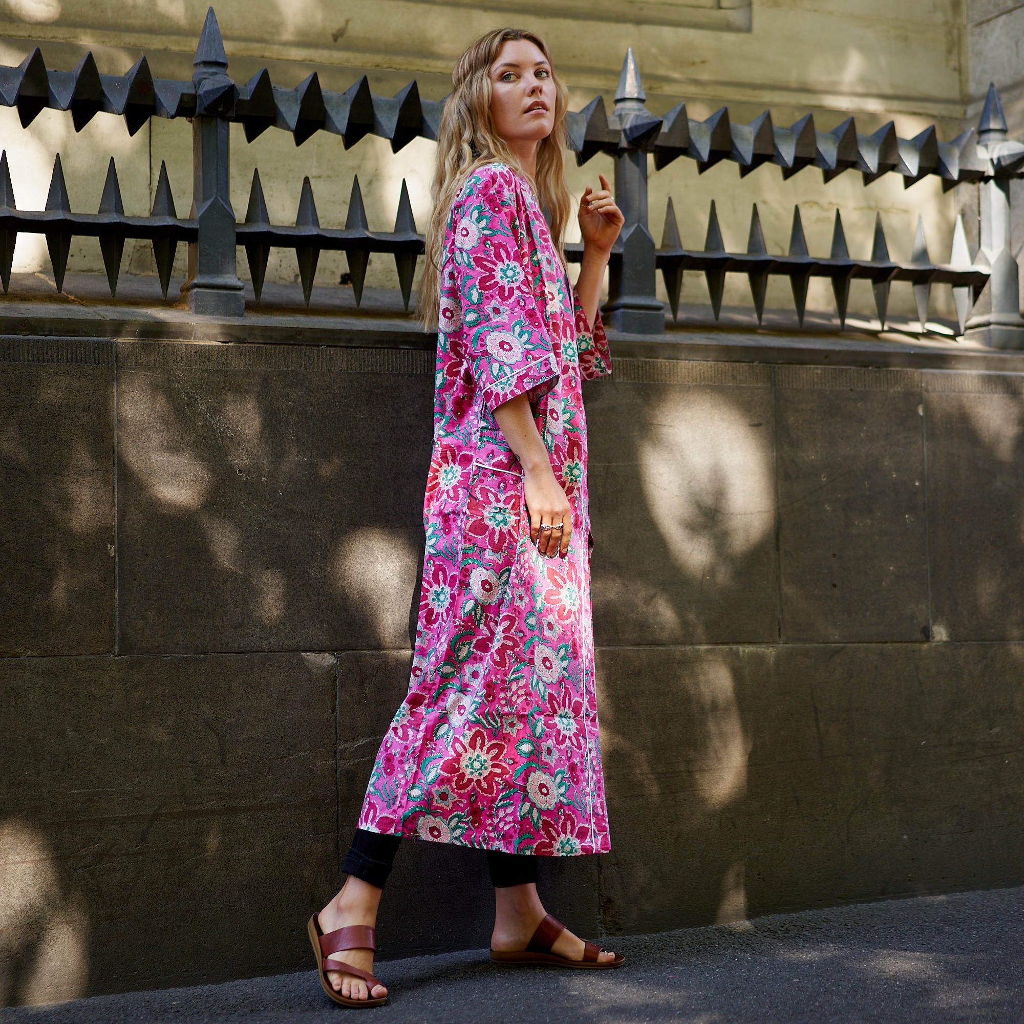 Pink Island Dreams Cotton Kimono Robe