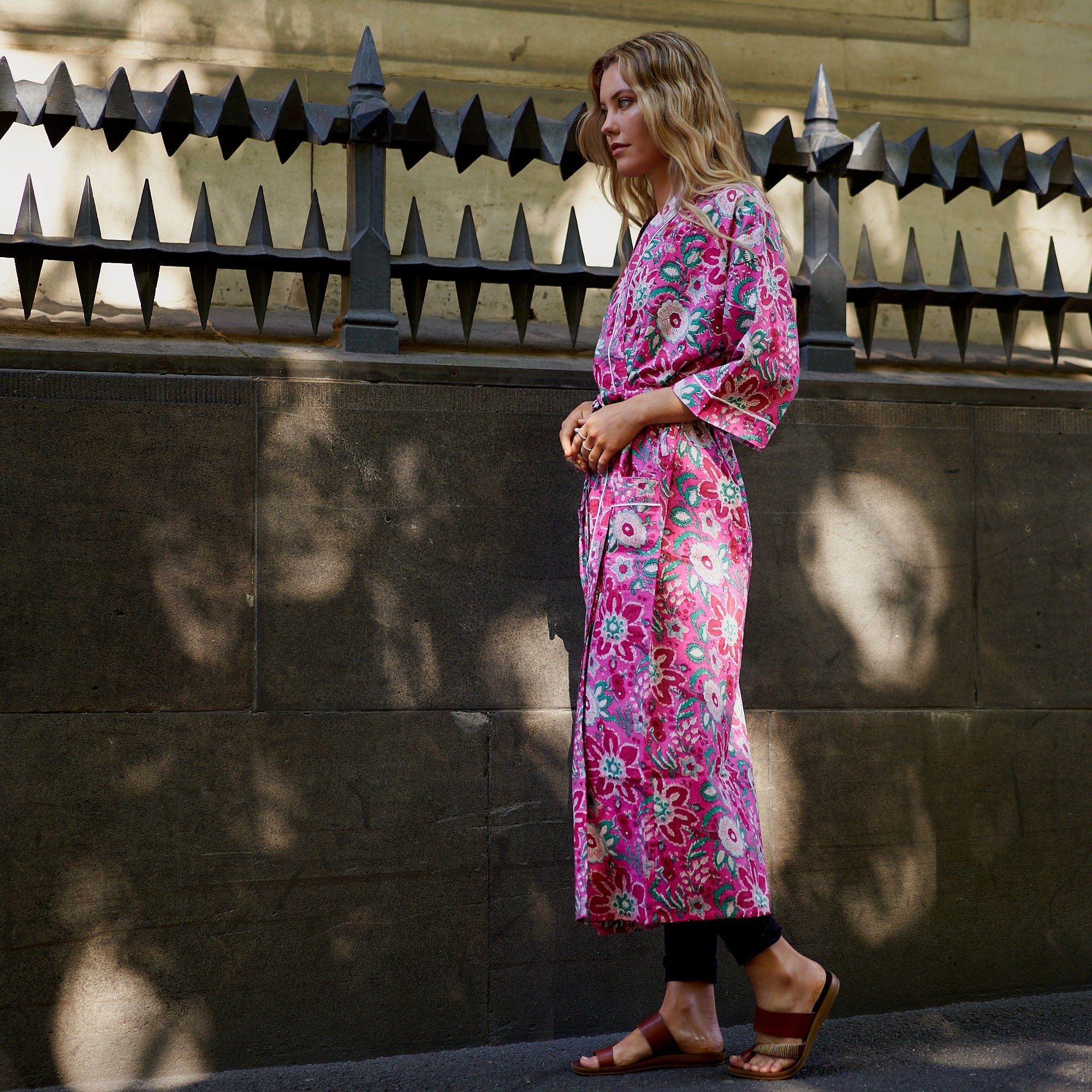 Pink Island Dreams Cotton Kimono Robe