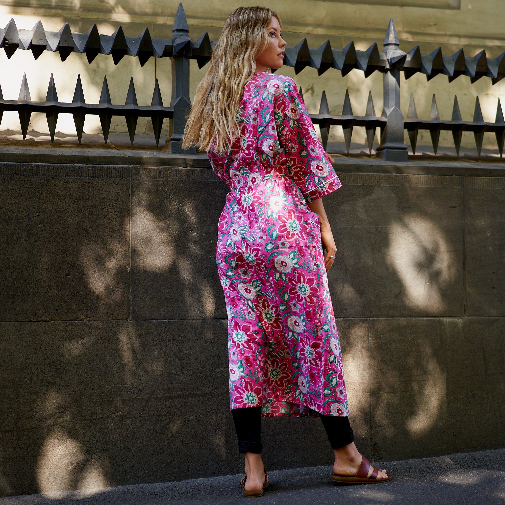 Pink Island Dreams Cotton Kimono Robe