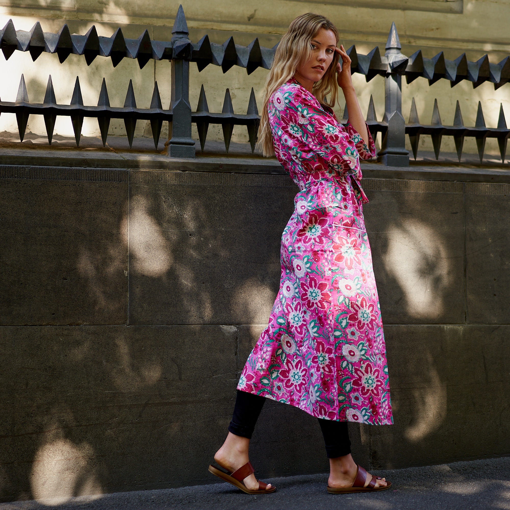 Pink Island Dreams Cotton Kimono Robe