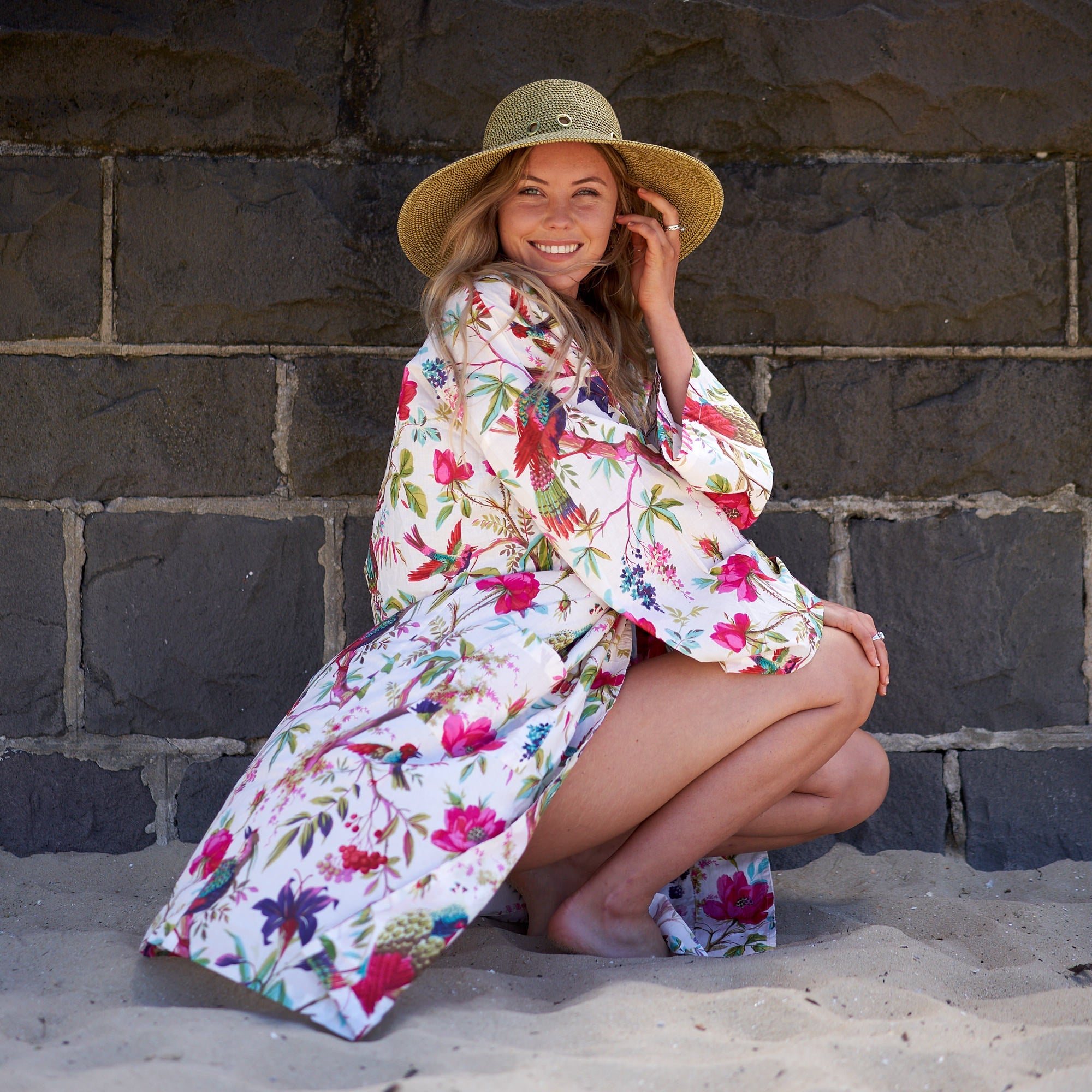 Hawaiian Haze Cotton Kimono Robe