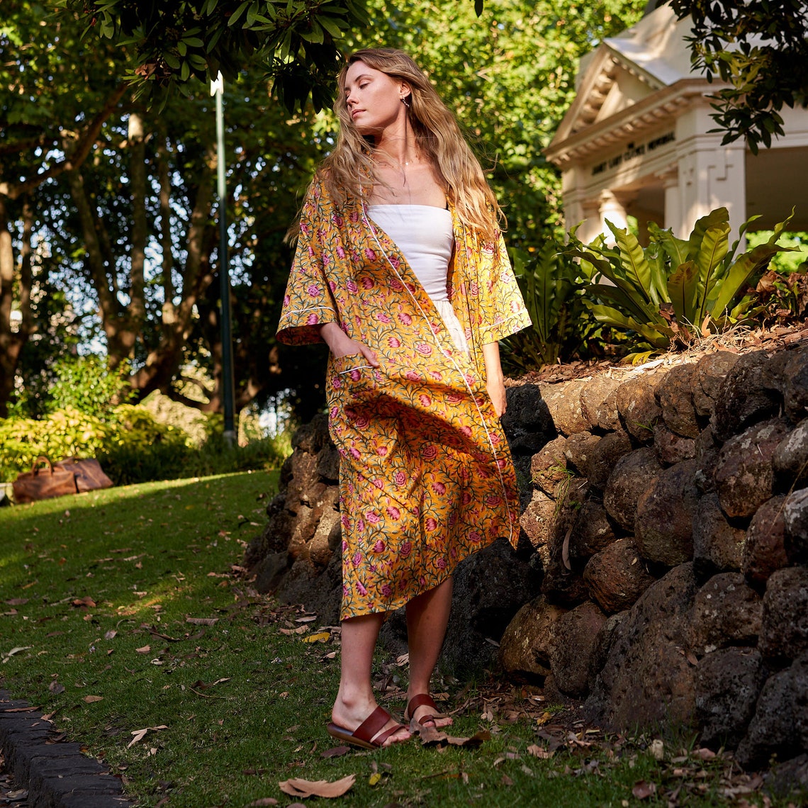 Serenity in Spring 100% Cotton Kimono Robe