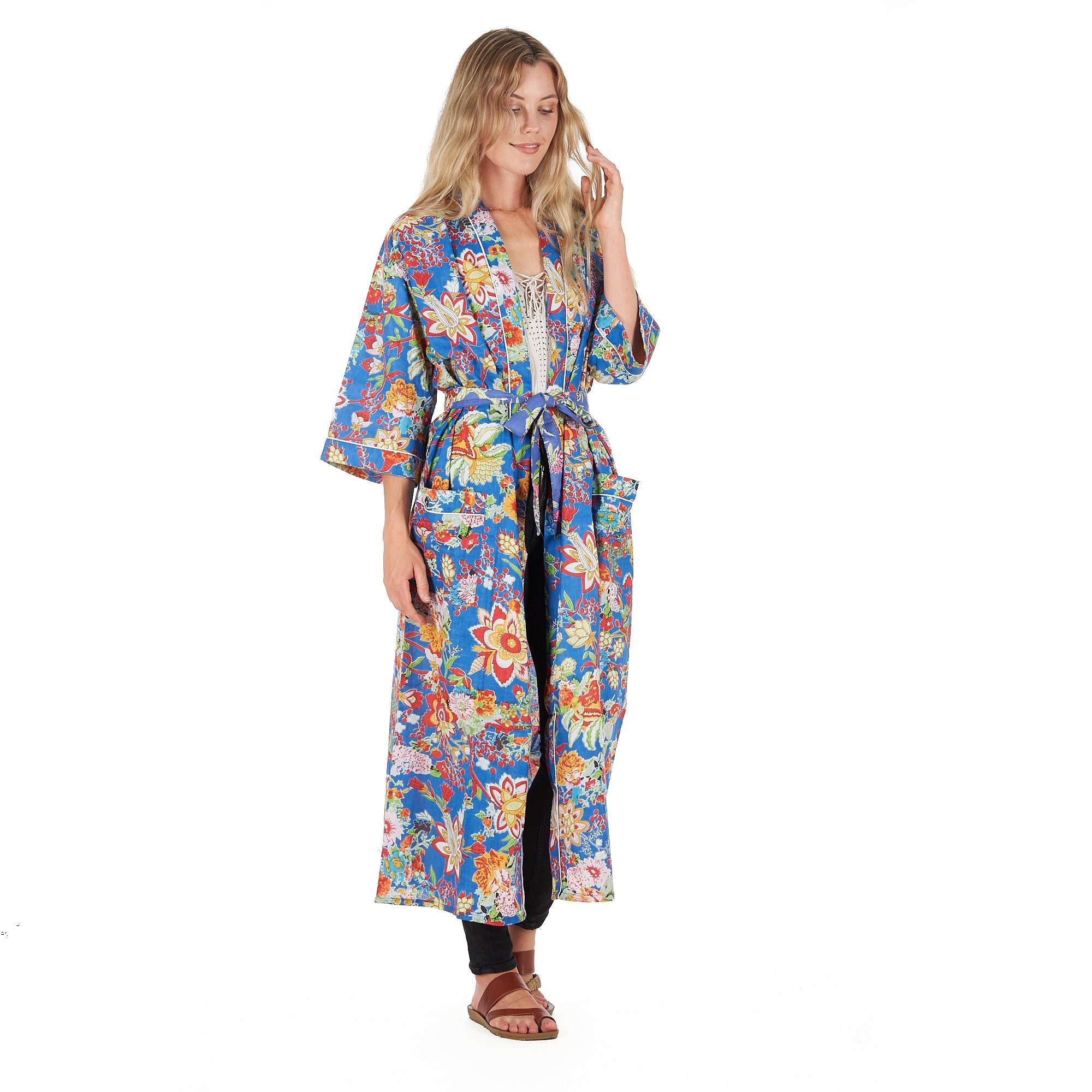 Forever In Blue Cotton Kimono Robe
