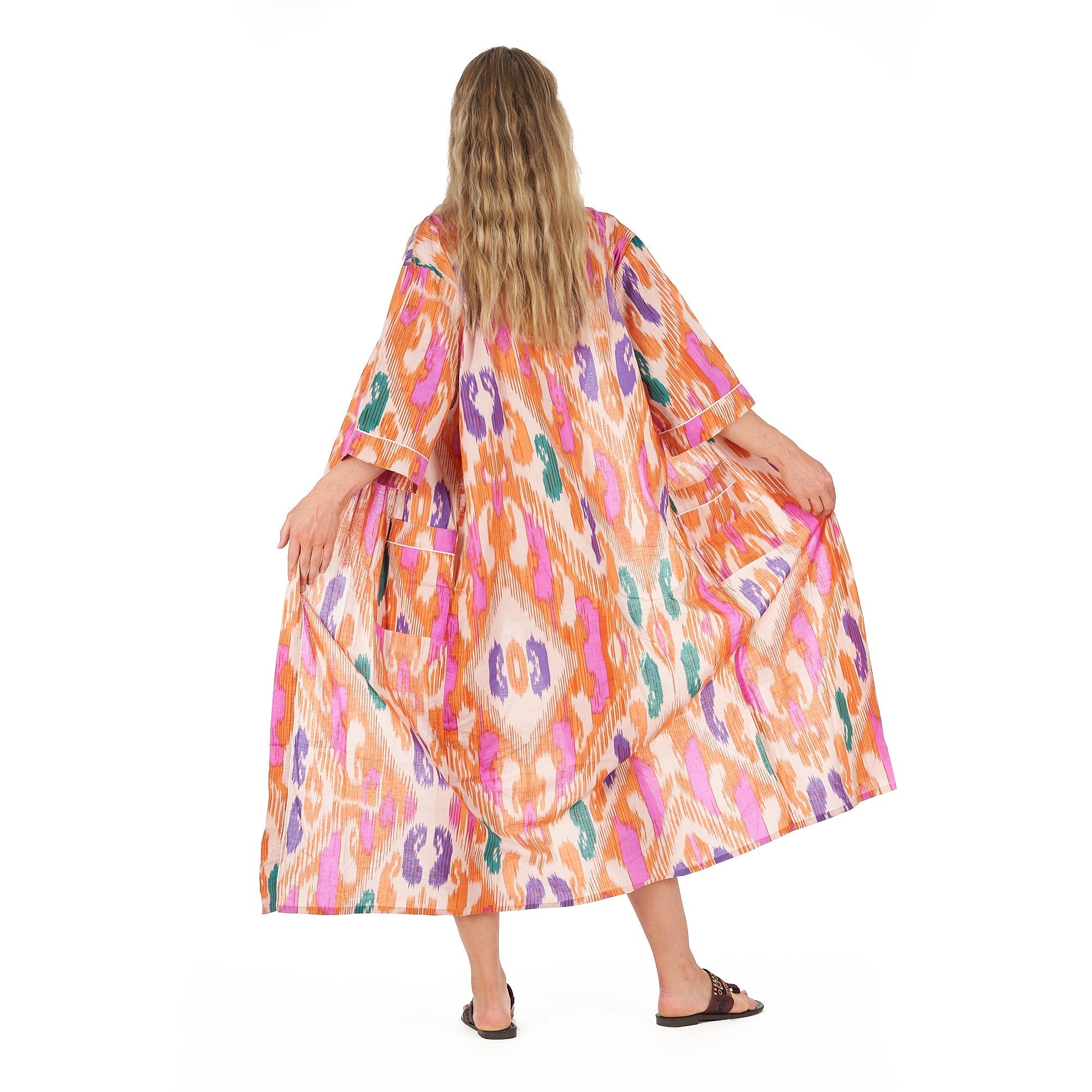 Tropical Hues Cotton Kimono Robe