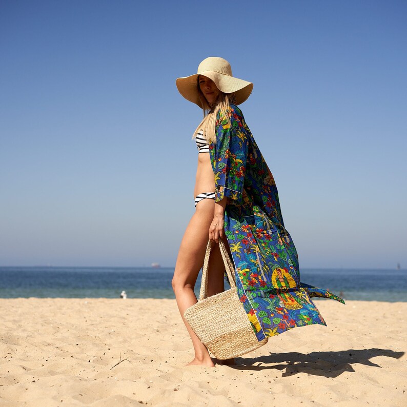 Frida Folklore' 100% Cotton Kimono Robe | Mexican Style