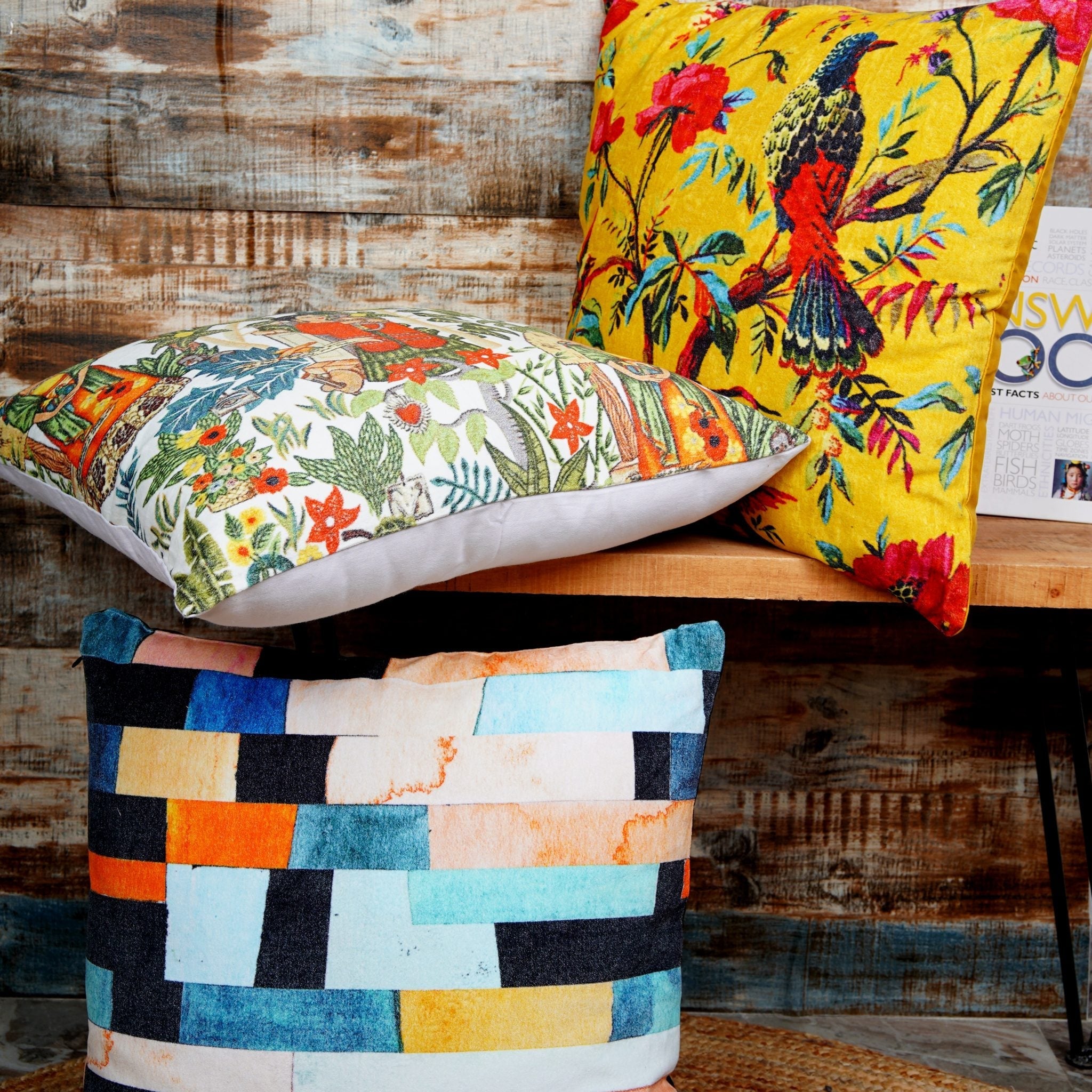 Colourful Collage - Cotton Velvet Cushion Cover