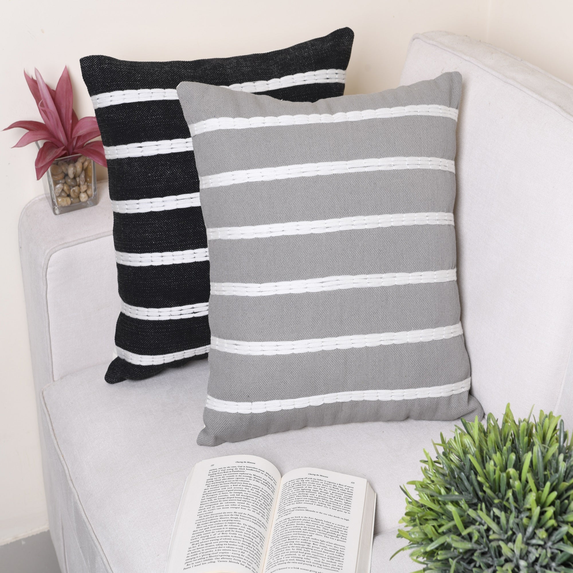 Country Chic Wool Cushion Cover - Handwoven
