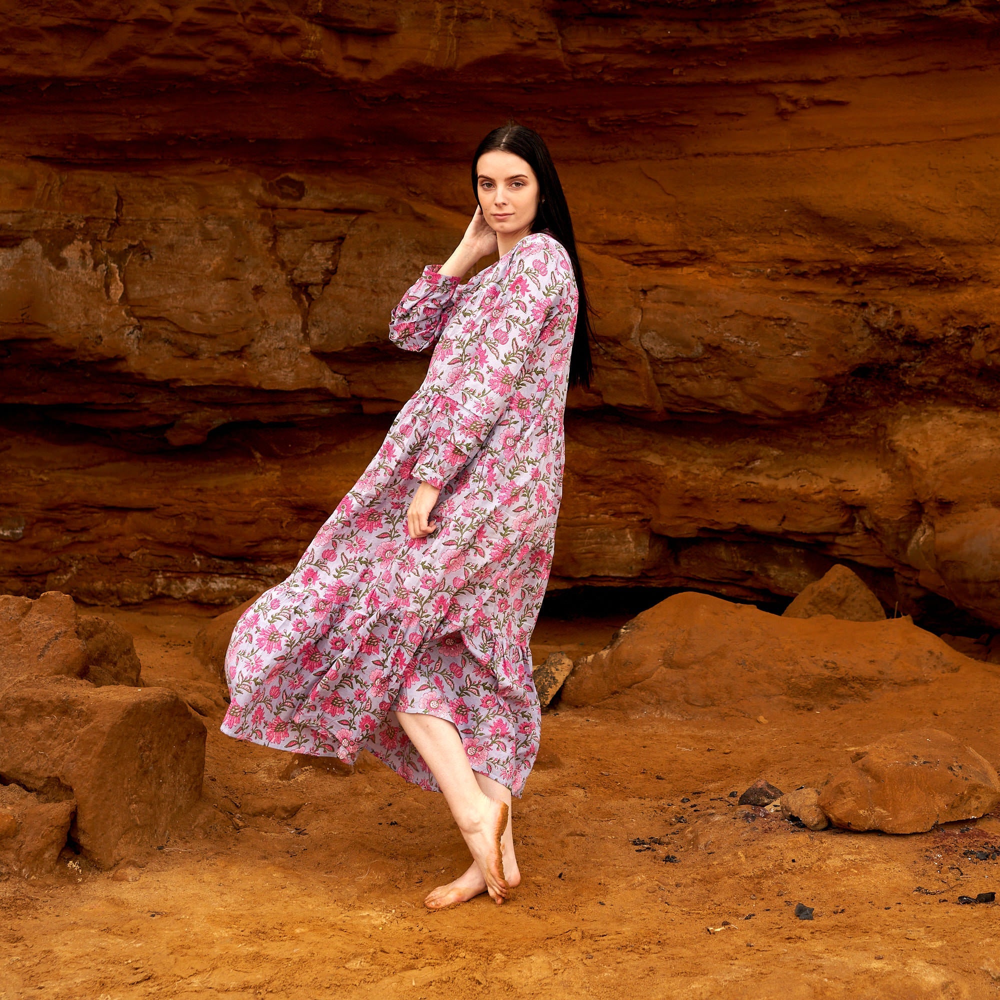 Bliss Dress Pink Floral Cotton | Feminine Look