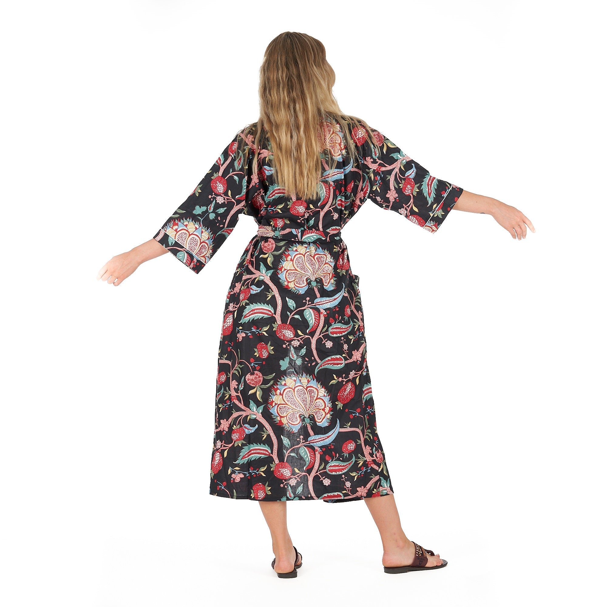 Midnight Mystique Cotton Kimono Robe