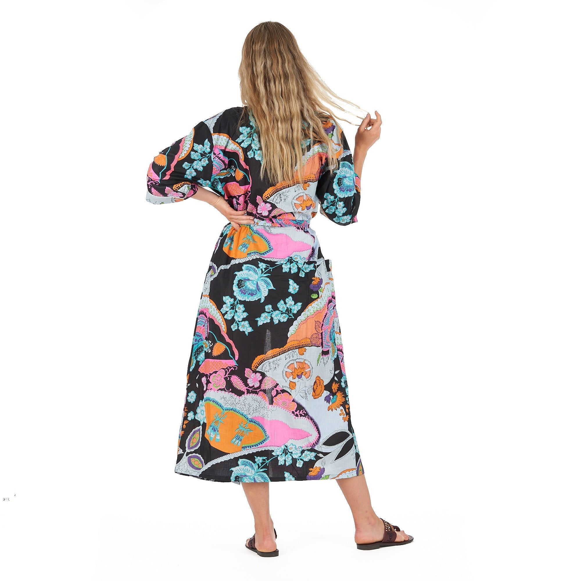 Moonlit Flora Cotton Kimono Robe