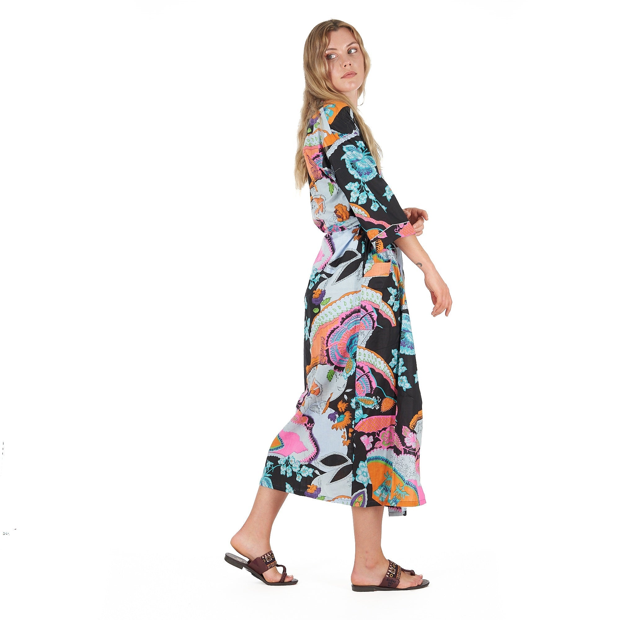 Moonlit Flora Cotton Kimono Robe