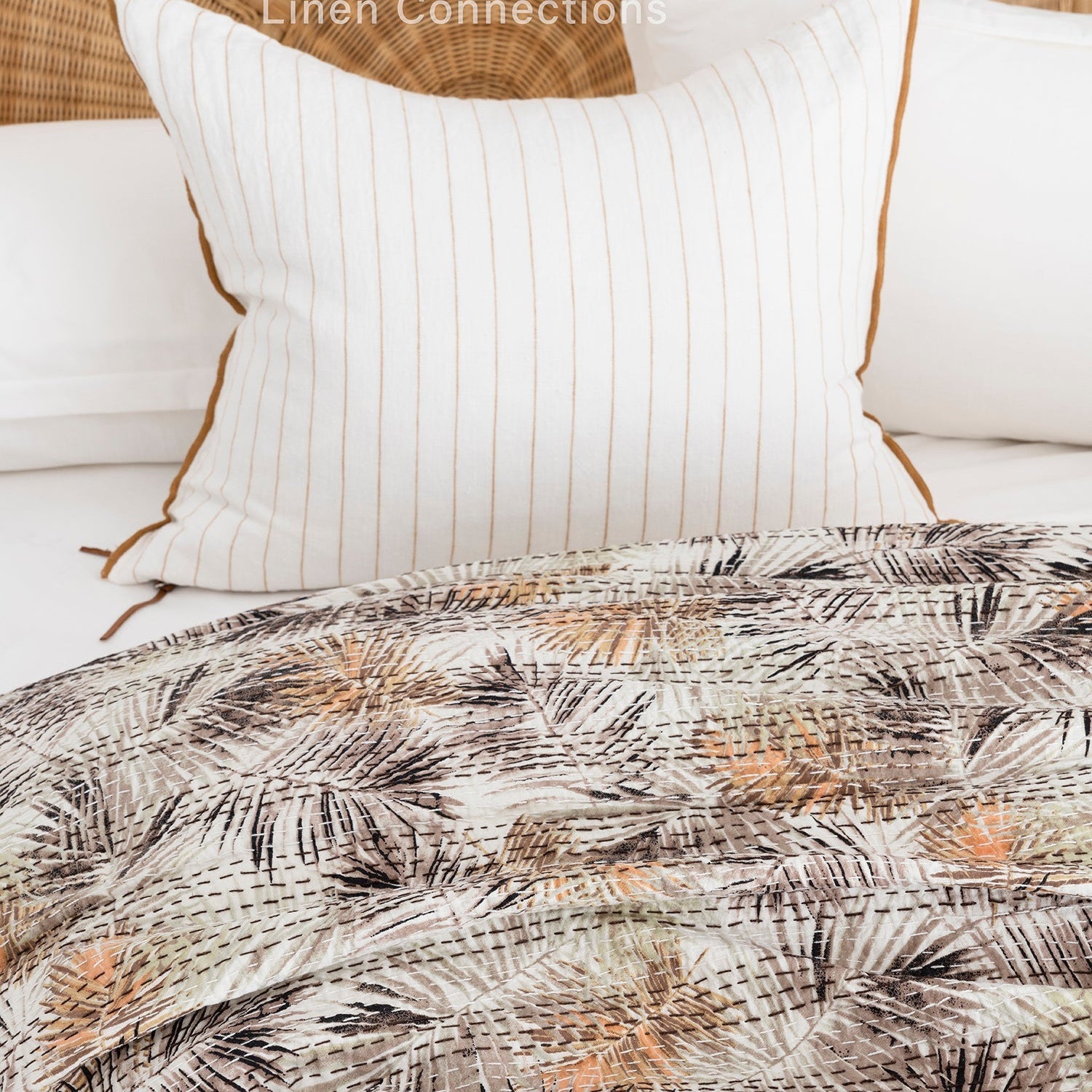 Brown Fur Boho Eclectica Indian Kantha Quilt