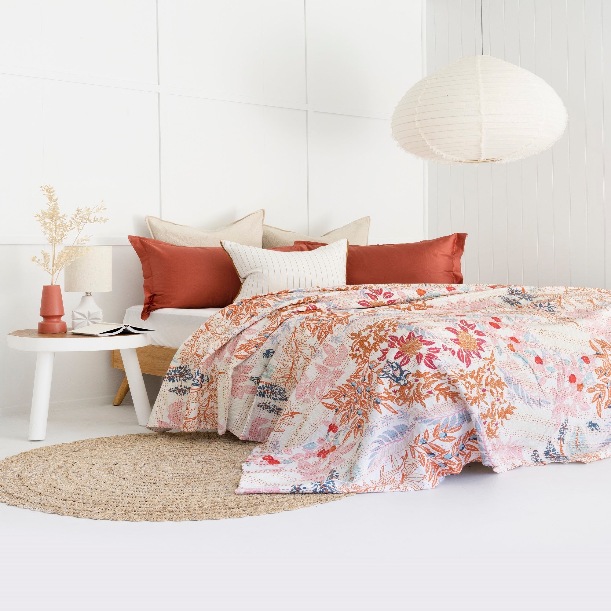 Colourful Pattern Boho Kantha Quilt Baby Blanket