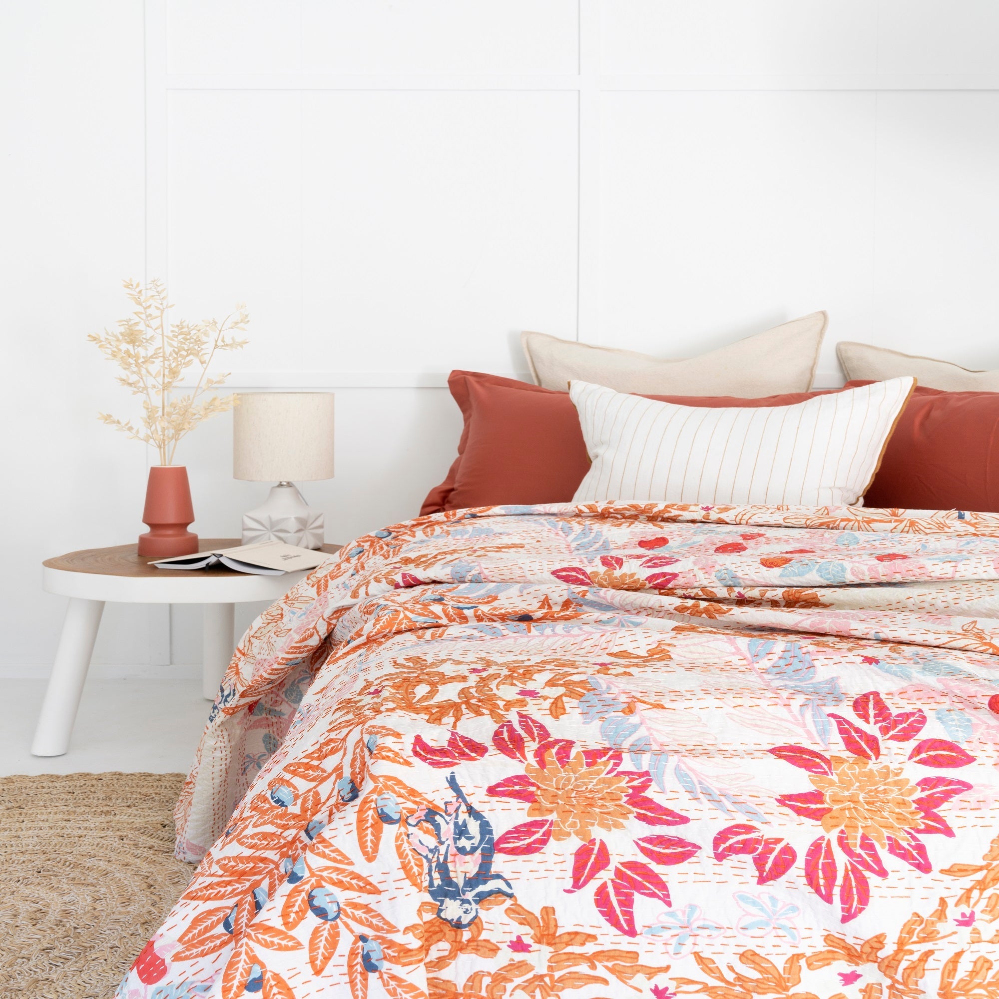 Colourful Pattern Boho Kantha Quilt Baby Blanket
