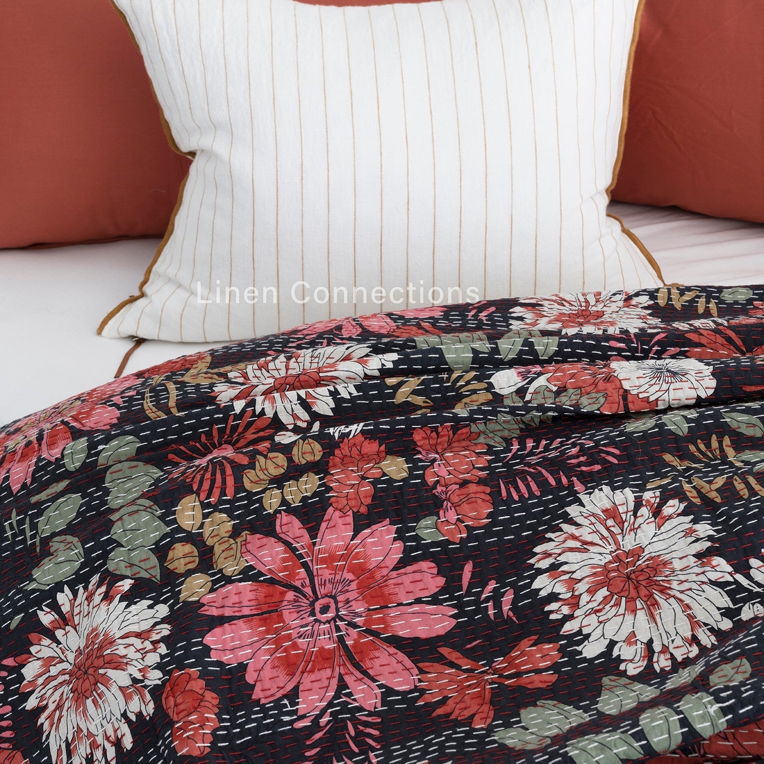 Meadows Boho Eclectica Indian Kantha Quilt