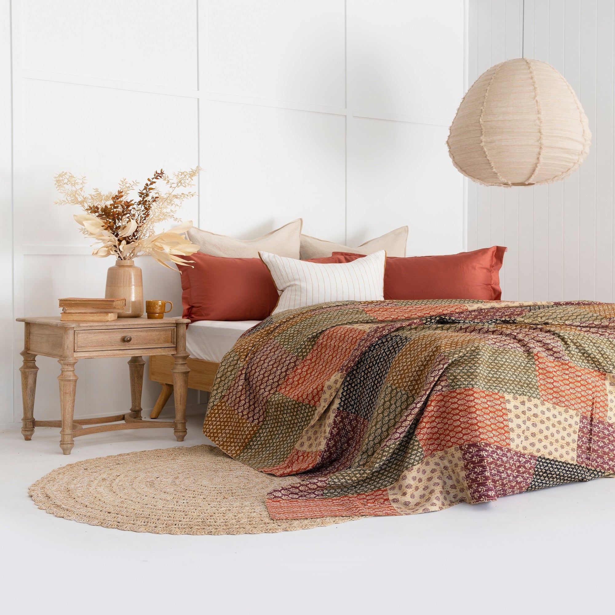 Rustic Patchwork Kantha Quilt – Boho Baby Blanket