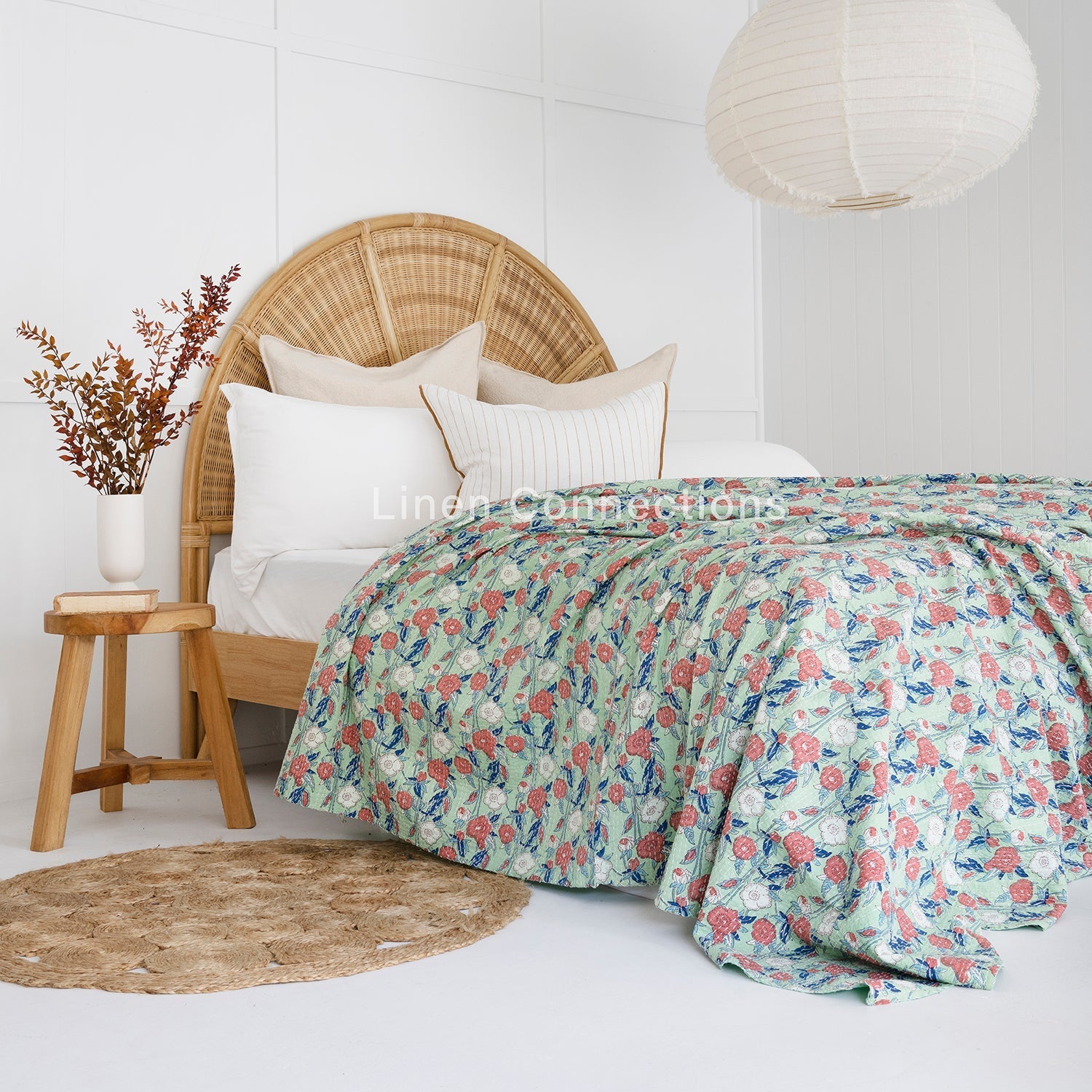 Blue Heaven Boho Eclectica Indian Kantha Quilt