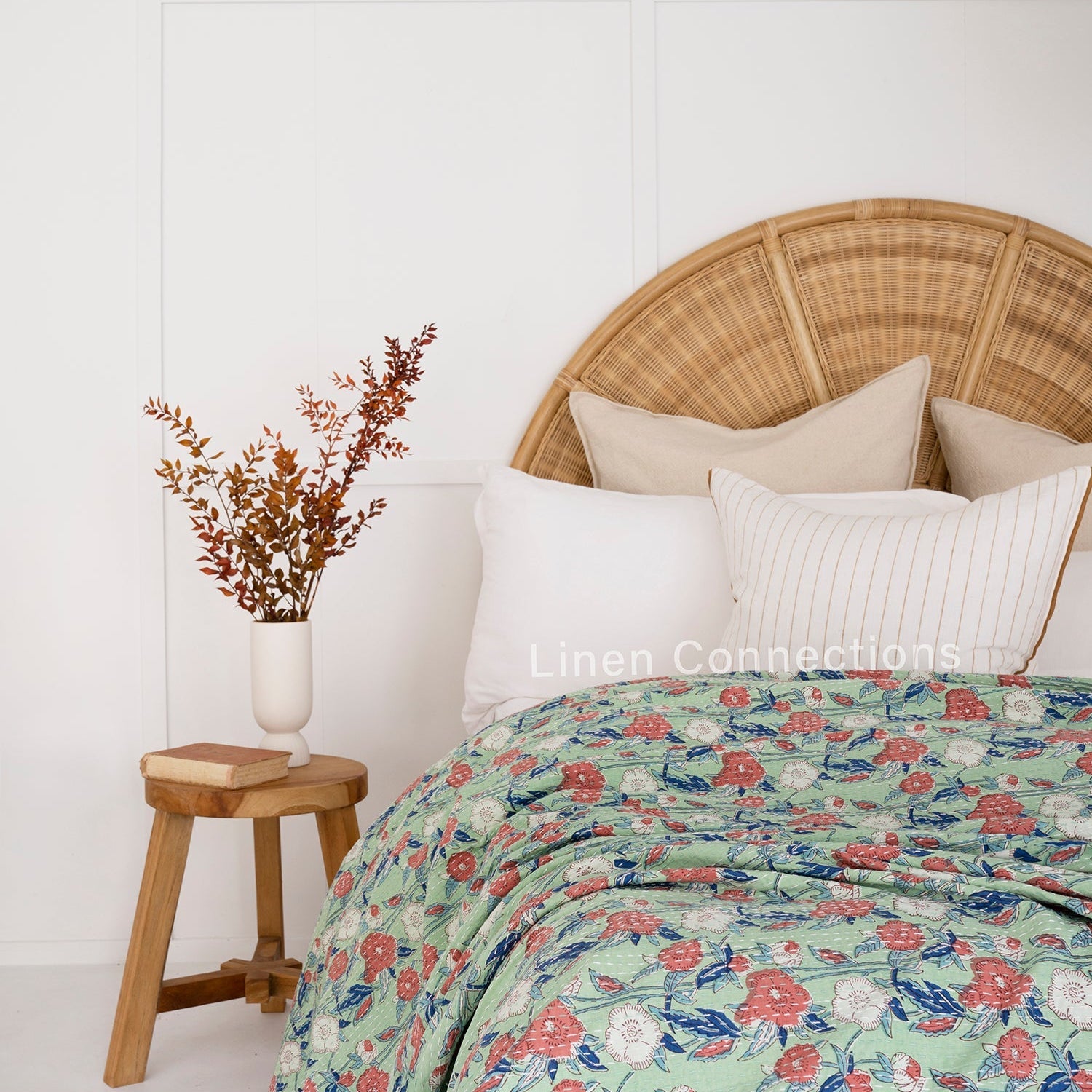 Blue Heaven Boho Eclectica Indian Kantha Quilt