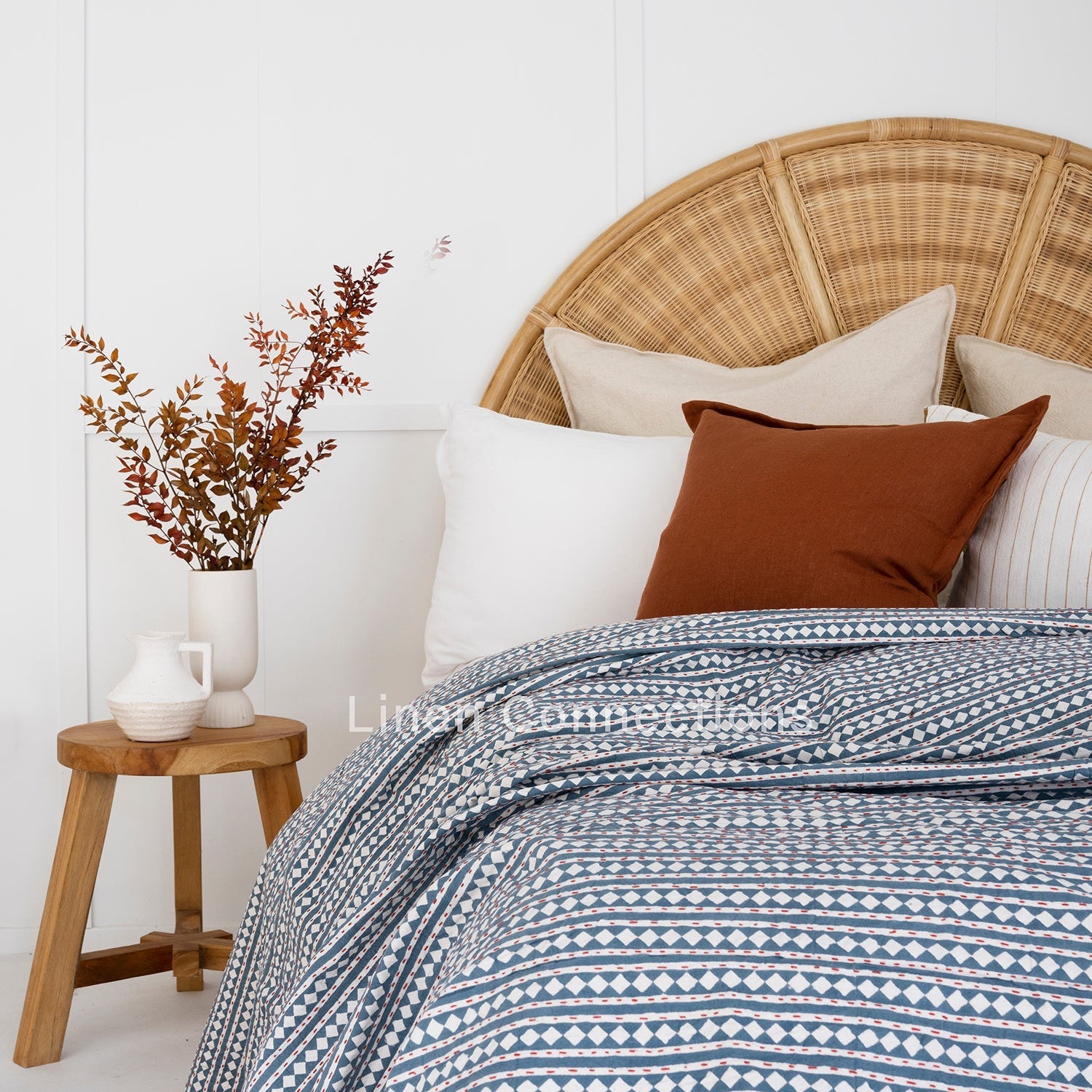 Blue Mist Boho Eclectica Indian Kantha Quilt