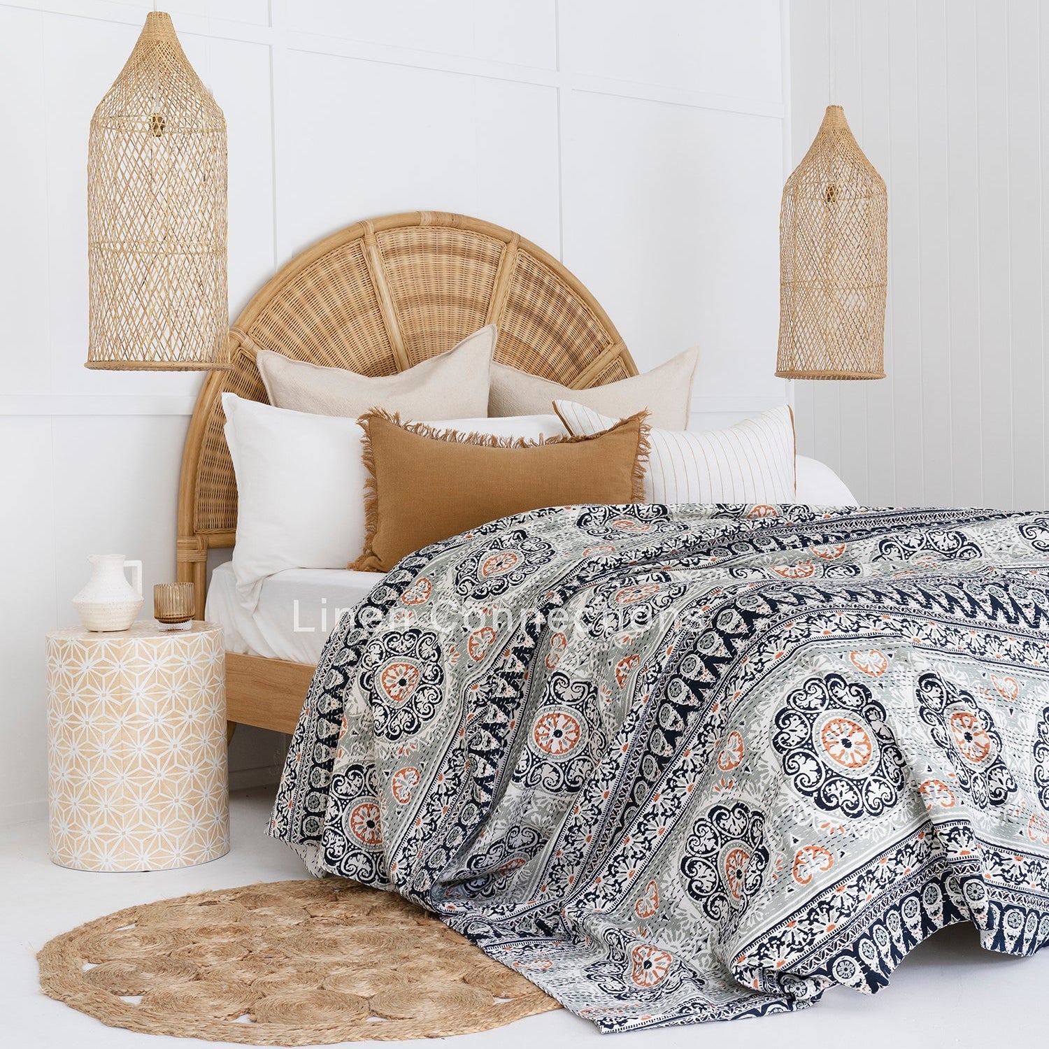 Sapphire Boho Eclectica Indian Kantha Quilt