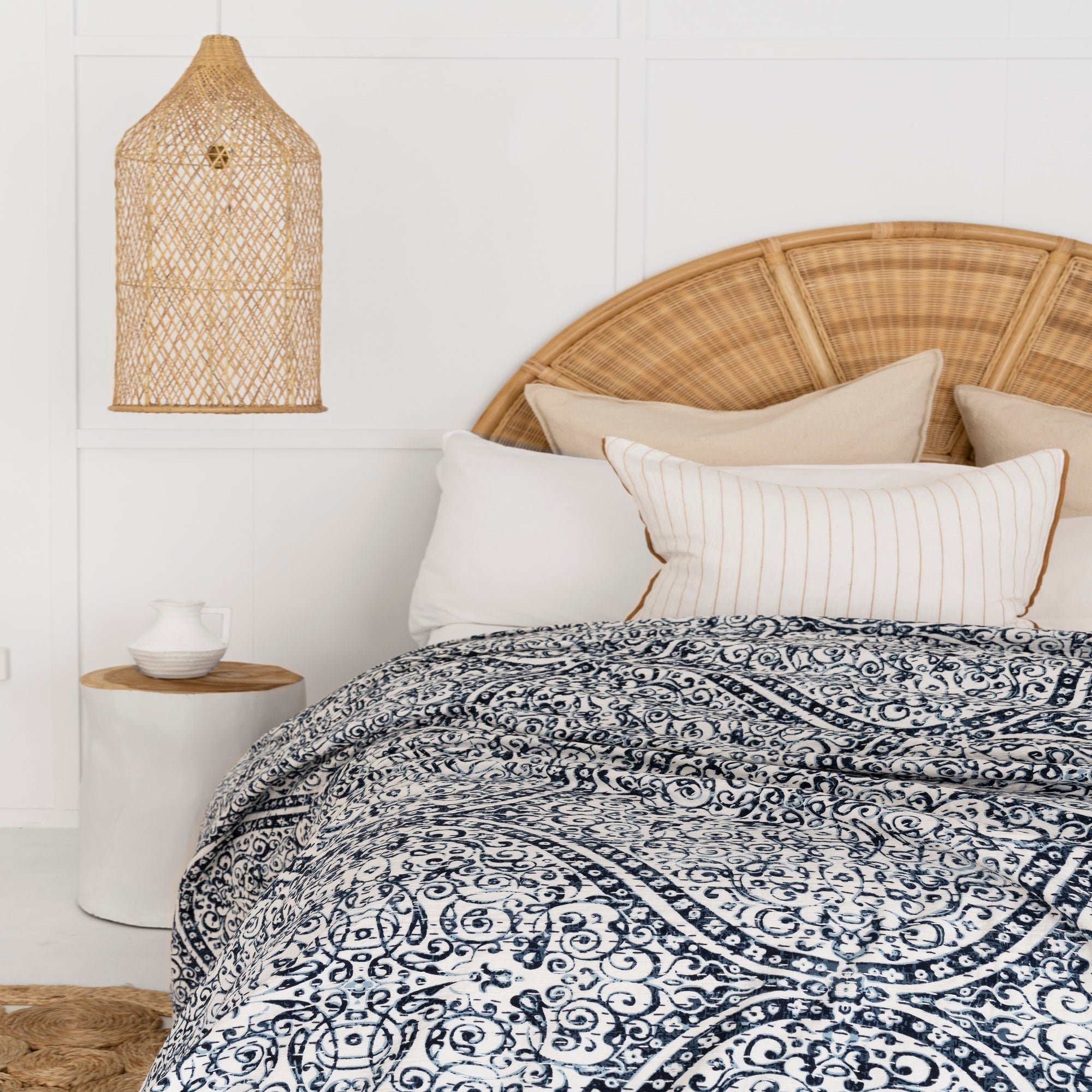 Midnight Navy Boho Kantha – Handmade Baby Quilt