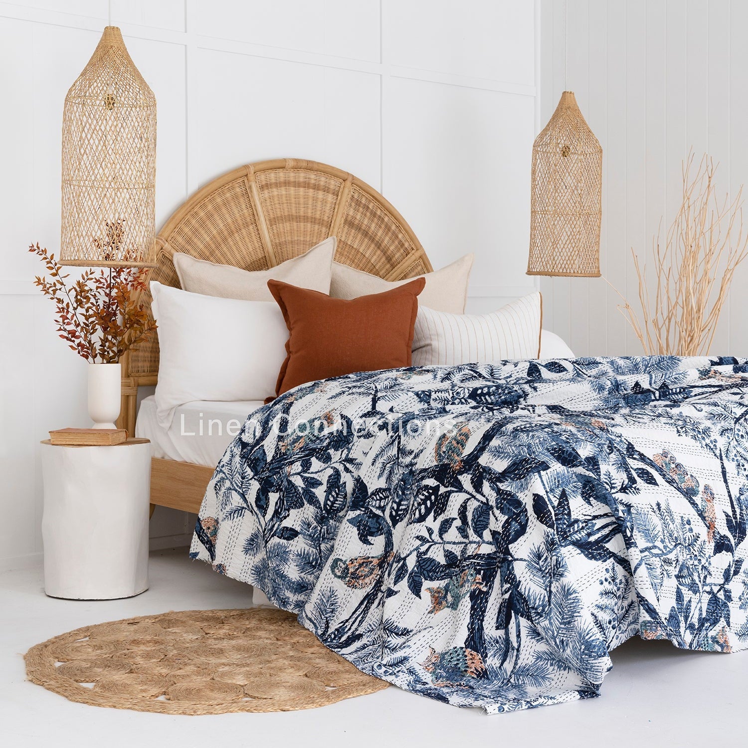 Blue Owl Boho Eclectica Indian Kantha Quilt
