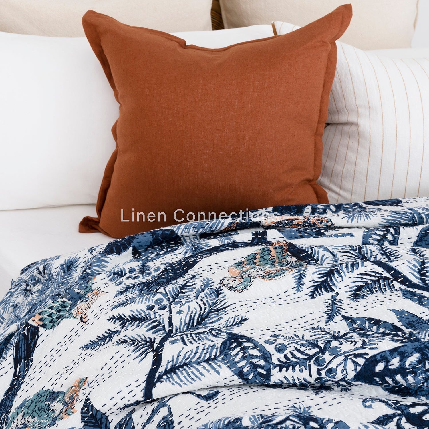 Blue Owl Boho Eclectica Indian Kantha Quilt