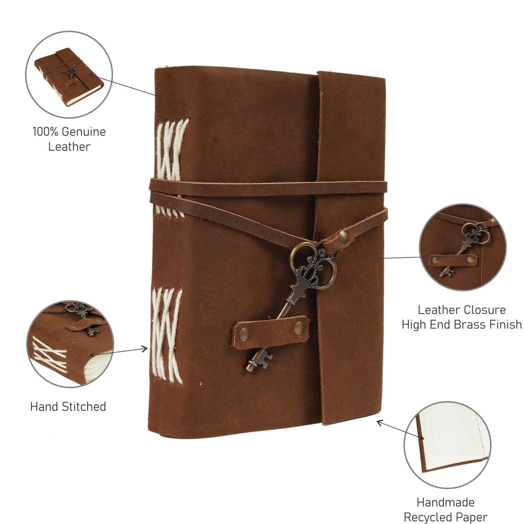 Key to Paradise Vintage Leather Journal